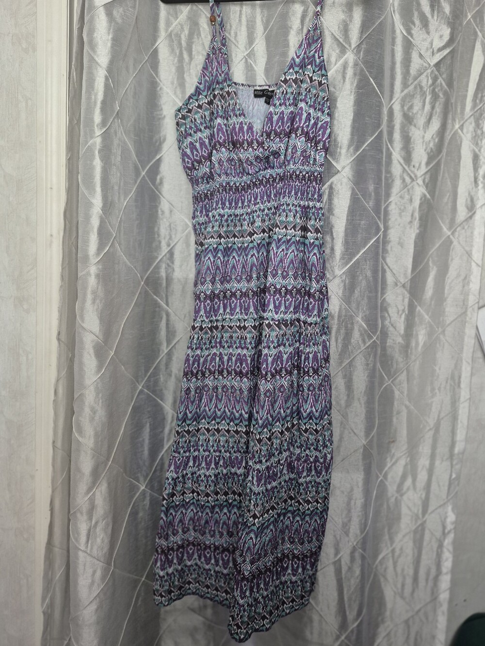 Mile Gabrielle Maxi Sun Dress  Purple Teal Shimmer Size Large